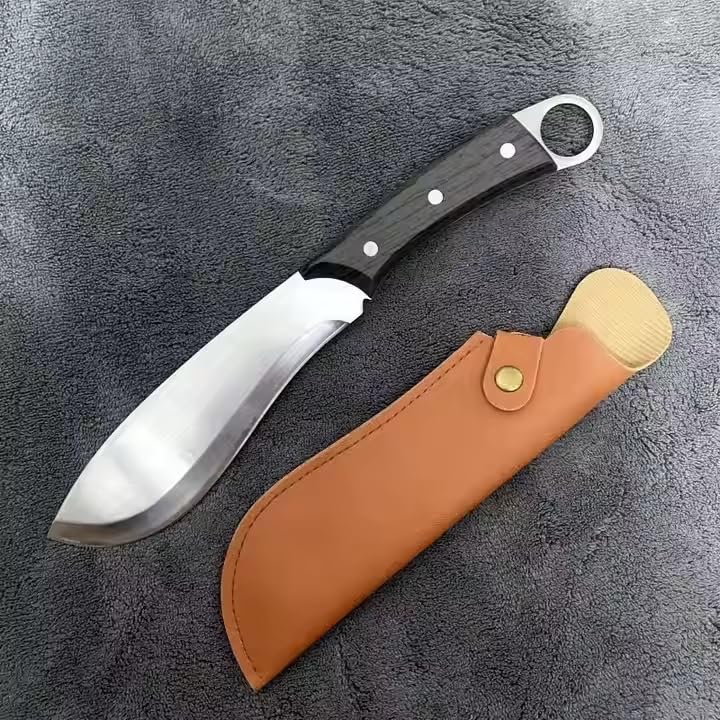 Machado سكين فايكنغ مغولي هجين مشحوذ يدويًا مع غمد جلدي، سكين تقطيع متعدد الاستخدامات للحوم، سكاكين جزارين للتخييم في الهواء الطلق والشواء - Image 5