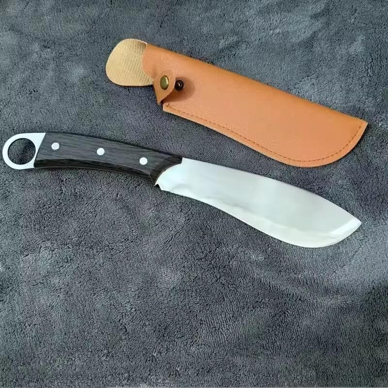 Machado سكين فايكنغ مغولي هجين مشحوذ يدويًا مع غمد جلدي، سكين تقطيع متعدد الاستخدامات للحوم، سكاكين جزارين للتخييم في الهواء الطلق والشواء - Image 3