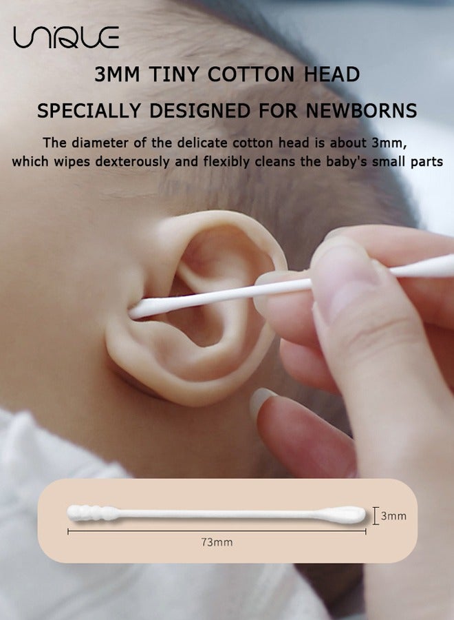 Unique 600 Pieces Of Baby Safety Cotton Swabs - Ear Scoop + Spiral Baby Double-Ended Ear Scoop Cotton Swabs - Clean Ear Newborn Boogers Cotton Swabs - Travel Cosmetic Cotton Swabs -  for Ear Nose Clean - Image 3