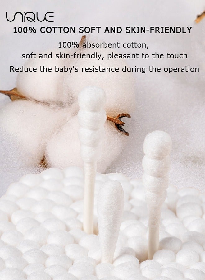 Unique 600 Pieces Of Baby Safety Cotton Swabs - Ear Scoop + Spiral Baby Double-Ended Ear Scoop Cotton Swabs - Clean Ear Newborn Boogers Cotton Swabs - Travel Cosmetic Cotton Swabs -  for Ear Nose Clean - Image 4