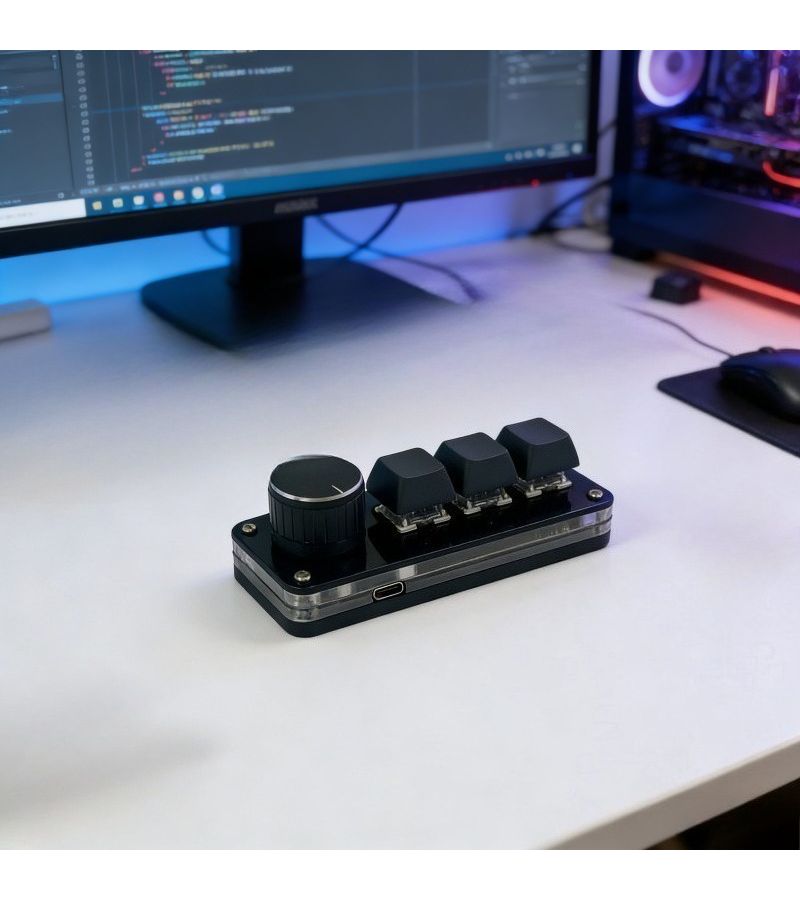 Compact Three Button Mini Ergonomic Key Controlled Device For Home Office Gaming Quick Selection Easy Operation Backlight Design - Image 3