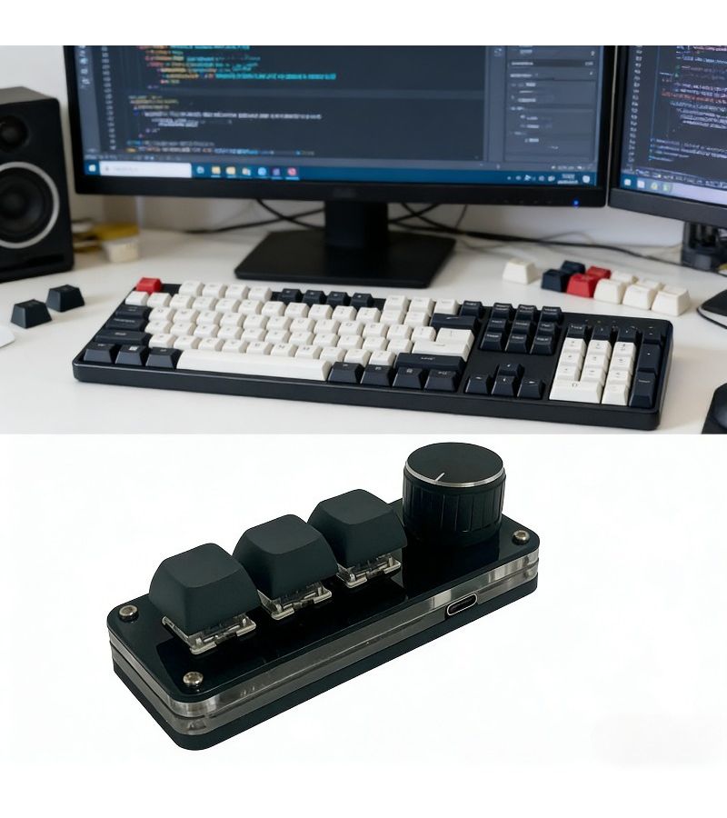 Compact Three Button Mini Ergonomic Key Controlled Device For Home Office Gaming Quick Selection Easy Operation Backlight Design - Image 5