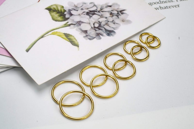 HQLA 16G Surgical Steel Hinged Clicker Segment Nose Rings Hoop Helix Cartilage Daith Tragus Sleeper Earrings Body Piercing for women (16G - Gold - (6mm-14mm) - 10Pcs) - Image 5