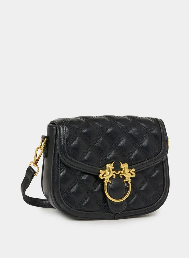 Styli Quilted Shoulder Bag with Buckle Detail