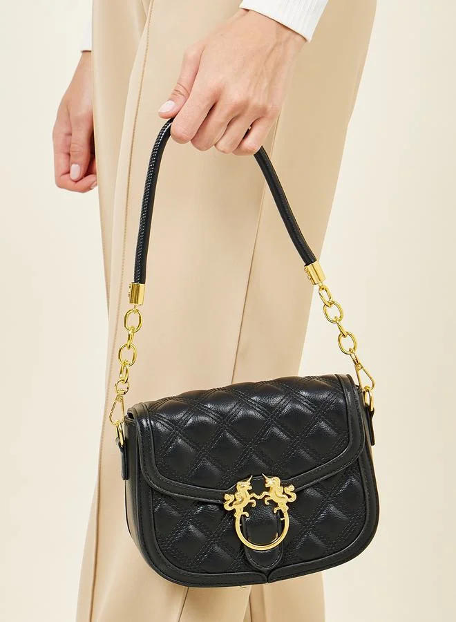 Styli Quilted Shoulder Bag with Buckle Detail