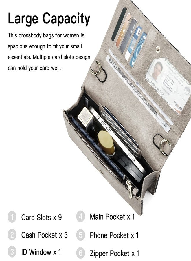 BROMEN Crossbody Bags for Women Small Size Cross Body Purse Wristlet Wallet with Multi Card Slots Adjustable Strap Two tone Rough Cloud Grey - Image 3