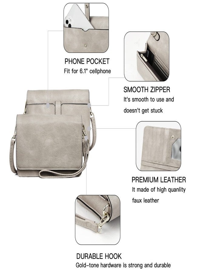 BROMEN Crossbody Bags for Women Small Size Cross Body Purse Wristlet Wallet with Multi Card Slots Adjustable Strap Two tone Rough Cloud Grey - Image 4