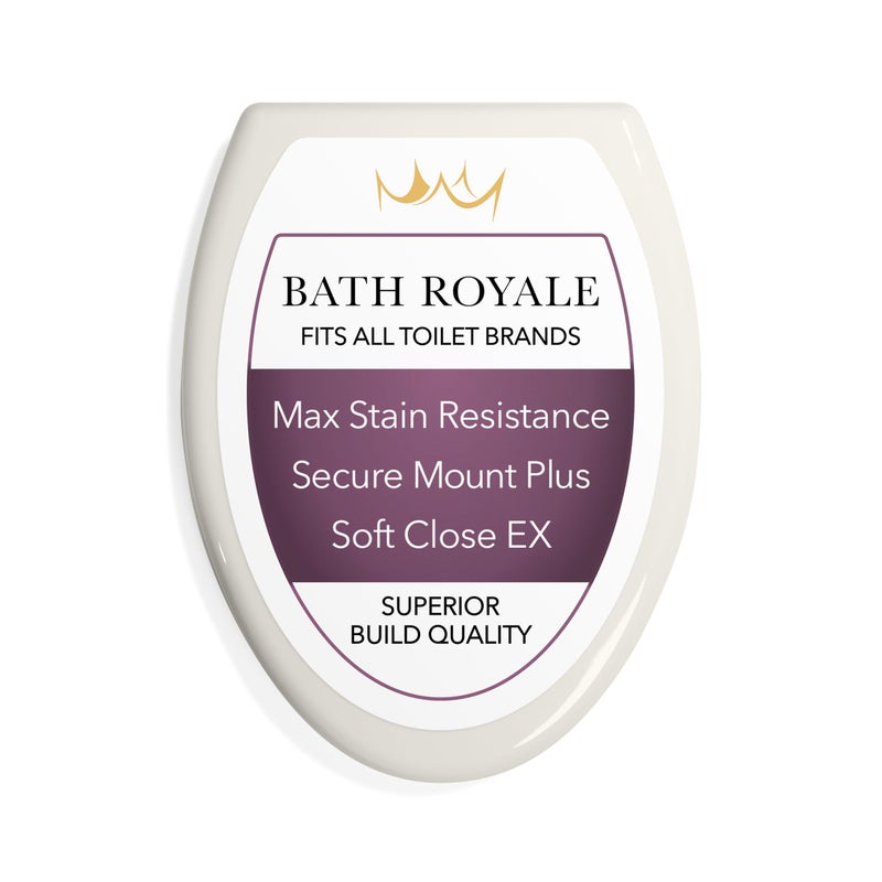 Bath Royale Elongated Toilet Seat BR501-01 Quiet Close, Stain-Resistant and Easy to Keep Clean, Heavy Duty, Fits All Toilet Brands, Executive Series -Biscuit/Linen - Image 1