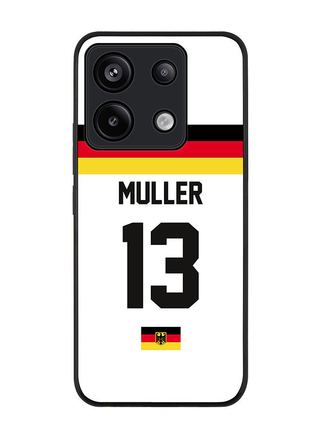 Stylizedd Rugged Black Edge Case for Xiaomi Redmi Note 13 Pro 5G, Slim fit Case Thin Cover -  Football Team - Germany, Player Name - Muller - Image 1