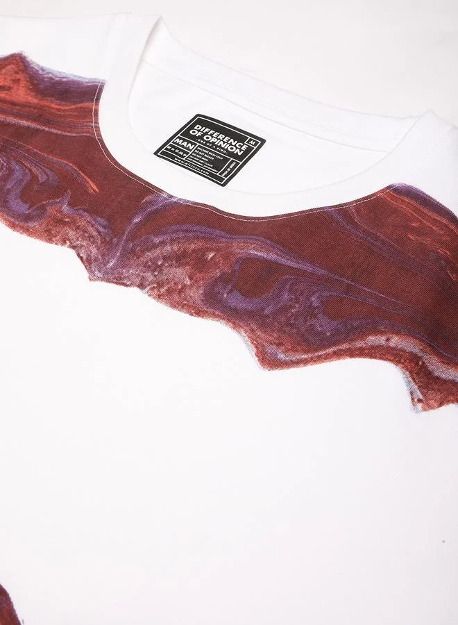 ديفيرينس أوف أوبينيون تيشيرت مطبع بياقة دائرية وقصة واسعة للرجال