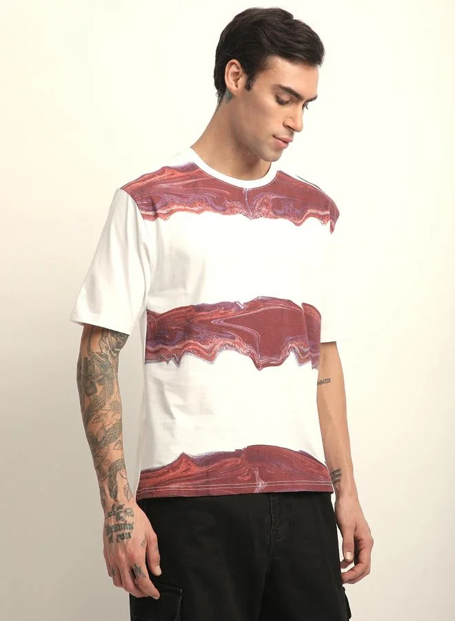 Difference of Opinion Men Oversized Crew Neck Printed T-Shirt