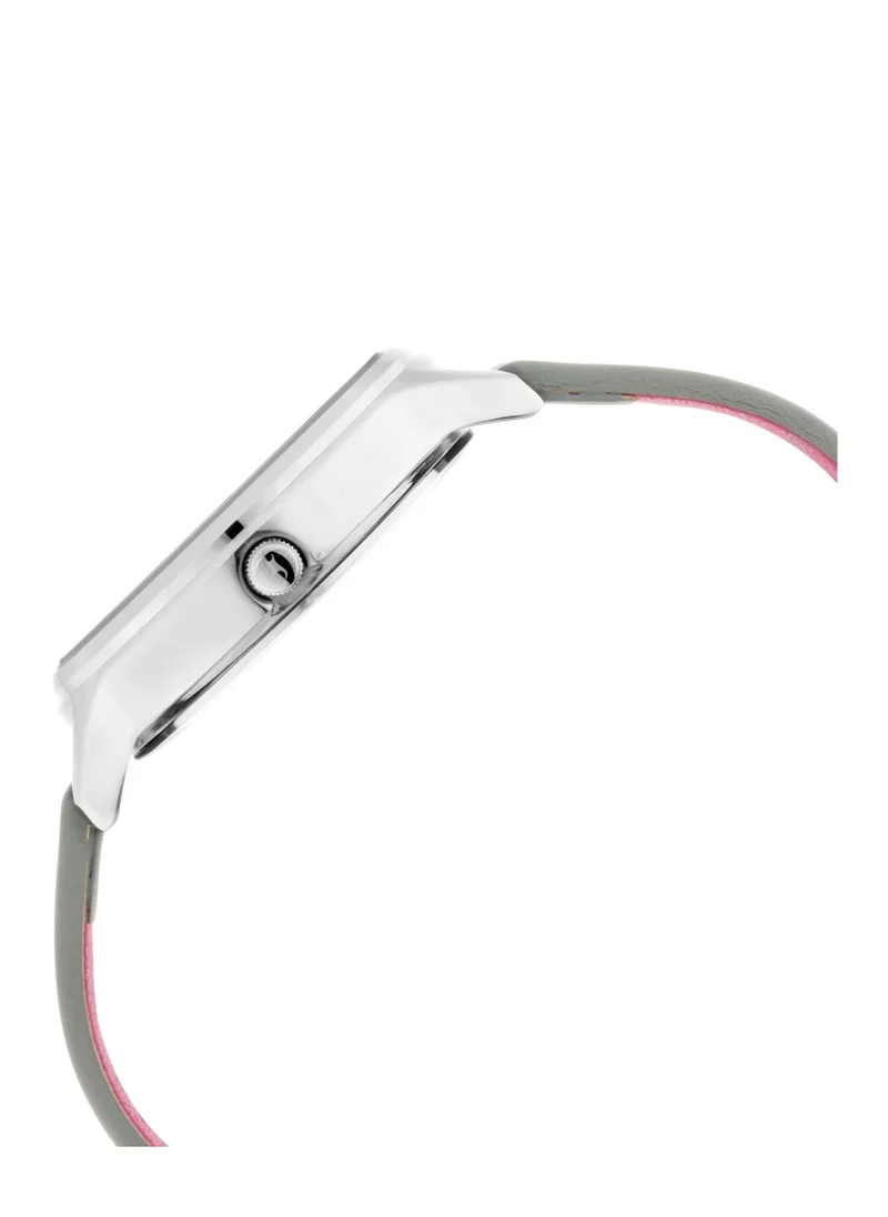 فاستراك Fastrack Ruffles Quartz Analog with Day and Date Grey Dial Leather Strap Watch for Girls