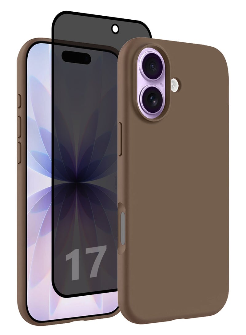 CATANES 2 Packs Silicone Protective Phone Case for iPhone 17 - Soft Anti-Scratch Microfiber Lining Ultra Slim Drop Protection Phone Cover with Privacy Screen Protector - Desert Titanium - Image 1