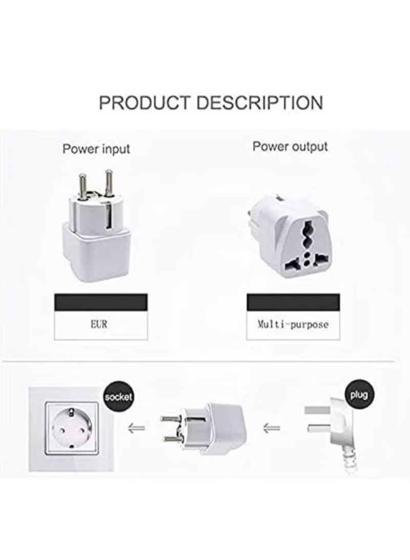 3 Pieces Universal Type E/F 2-pin Plug Adapter Outlet, Adaptor for USA to Europe | EU Socket | Use In Norway, Korea, Spain, Greece, Russia, Iceland - Image 3