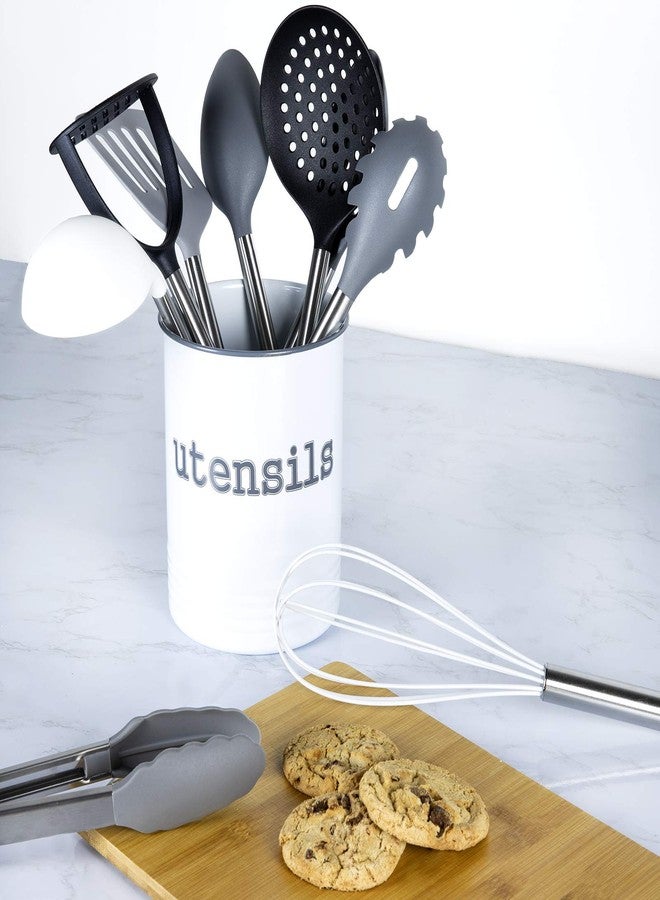 Cook With Color 10 Piece Nylon Cooking Utensil Set with Holder, Kitchen Tools and Gadgets with Rounded Copper Handles (Ombre Grey) - Image 3