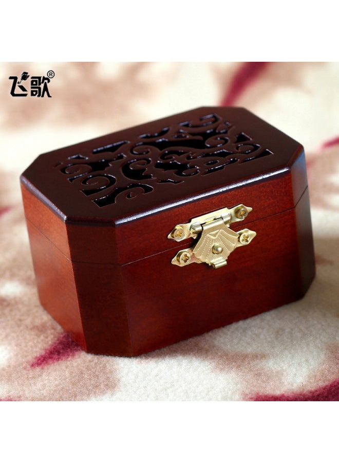 Feige Retro Octagon Hollow Mini Coil Music Box Wooden Music Box Sky City Creative Gift-Color:05 [classic Green] + Silver Movement-Dimensions:Music For Yesterday. - Image 2