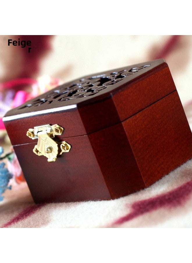 Feige Retro Octagon Hollow Mini Coil Music Box Wooden Music Box Sky City Creative Gift-Color:05 [classic Green] + Silver Movement-Dimensions:Music For Yesterday. - Image 3
