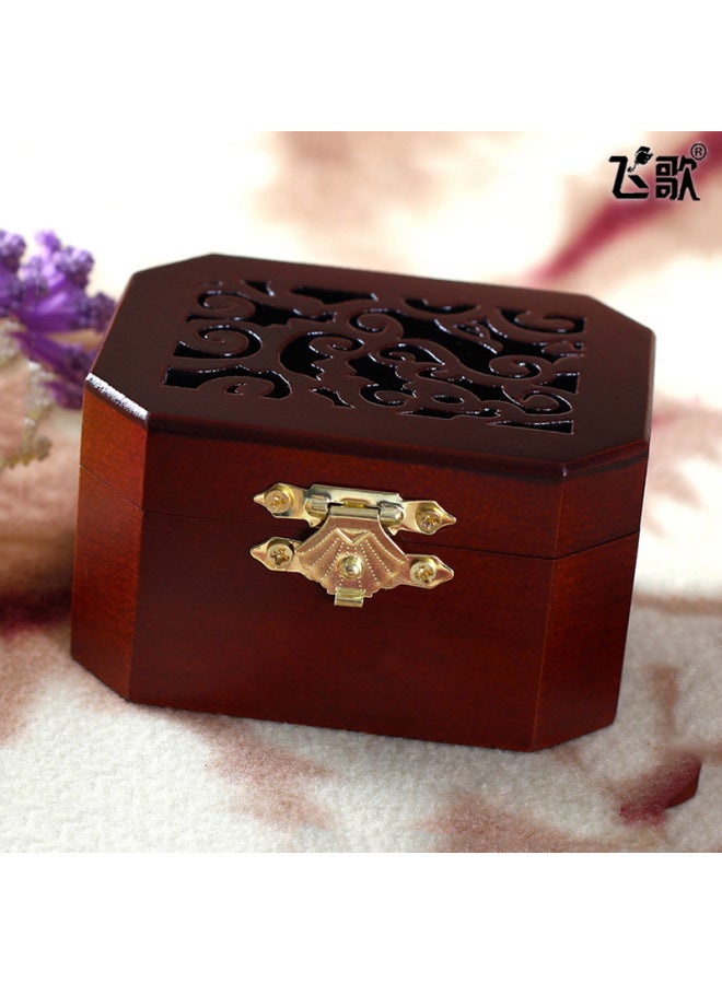 Feige Retro Octagon Hollow Mini Coil Music Box Wooden Music Box Sky City Creative Gift-Color:05 [classic Green] + Silver Movement-Dimensions:Music For Yesterday. - Image 4