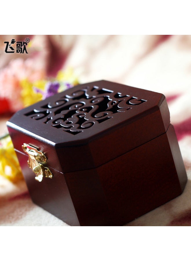 Feige Retro Octagon Hollow Mini Coil Music Box Wooden Music Box Sky City Creative Gift-Color:05 [classic Green] + Silver Movement-Dimensions:Music For Yesterday. - Image 5