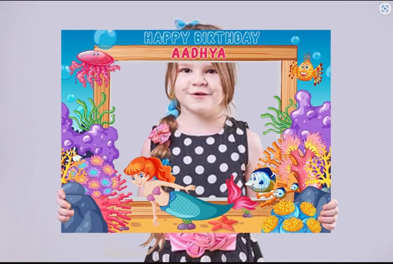 Theme My Party Mermaid Theme Birthday Photobooth Props I Personalised Underwater Theme Photobooth Props for Birthday Girls I Customised Photobooth for Birthday - Image 1