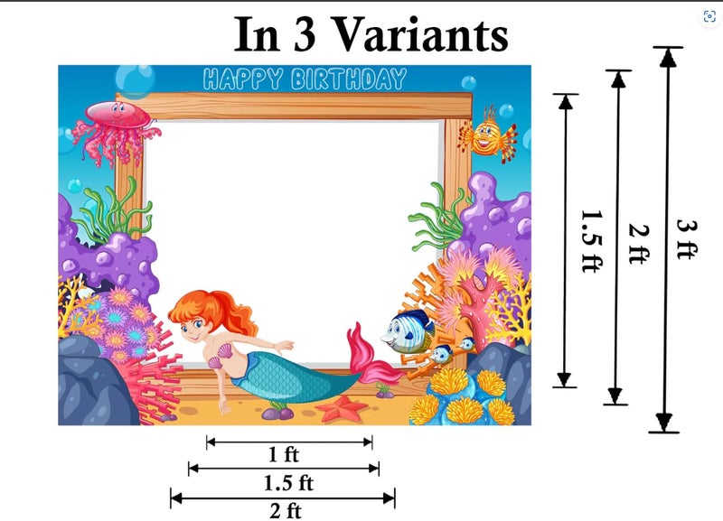 Theme My Party Mermaid Theme Birthday Photobooth Props I Personalised Underwater Theme Photobooth Props for Birthday Girls I Customised Photobooth for Birthday - Image 3