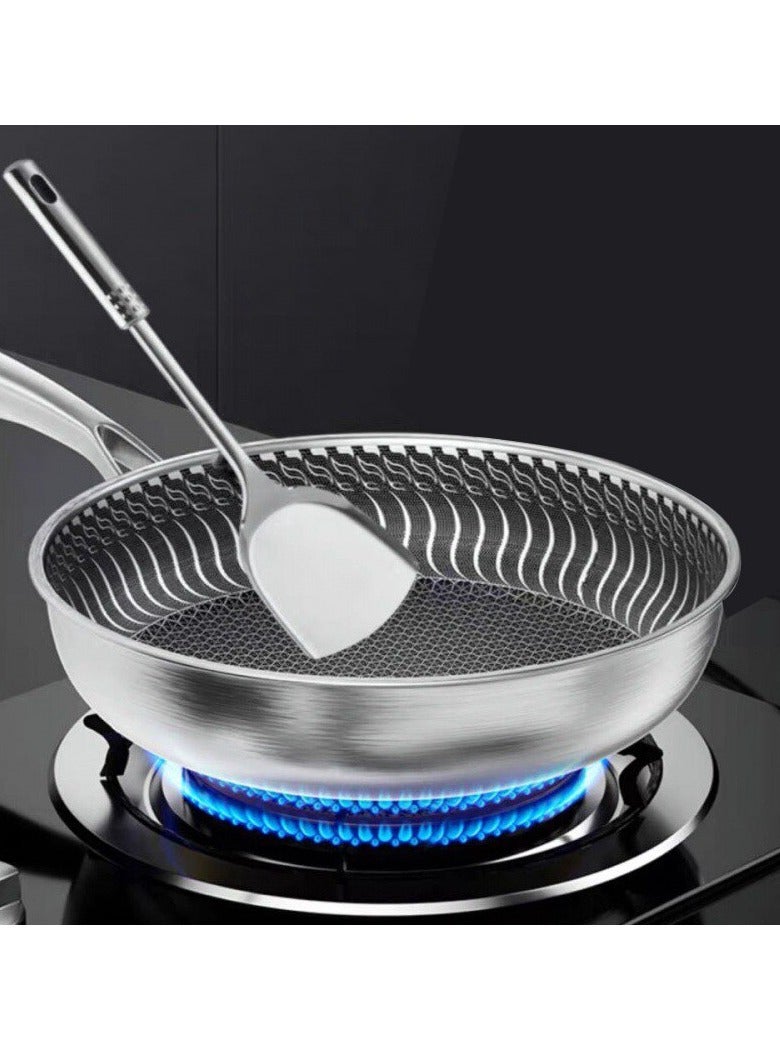 AROAQ Stainless Steel Frying Pan, Whole Body Tri-ply Frying Pan, Scratch-resistant Non Stick  Double-sided Honeycomb Skillet Pan For All Stove, (26cm) - Image 2