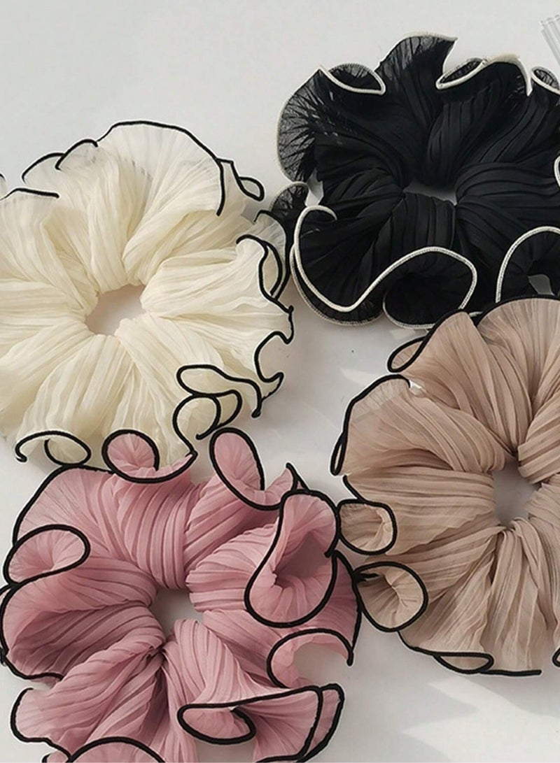 KHAJUL 4-Piece Large Elastic Puffy Hair Scrunchy for Women Girls Chiffon Hair Bobbles for Thick Long Hair Accessories for Teen Girls  - Image 2