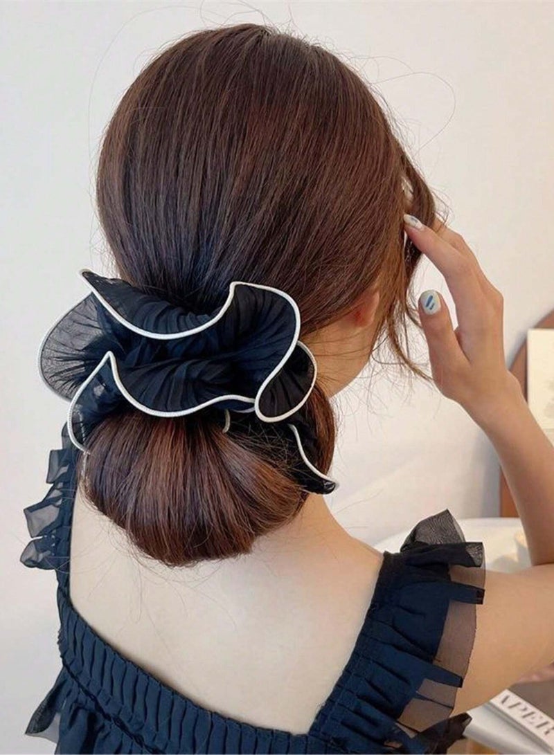KHAJUL 4-Piece Large Elastic Puffy Hair Scrunchy for Women Girls Chiffon Hair Bobbles for Thick Long Hair Accessories for Teen Girls  - Image 4