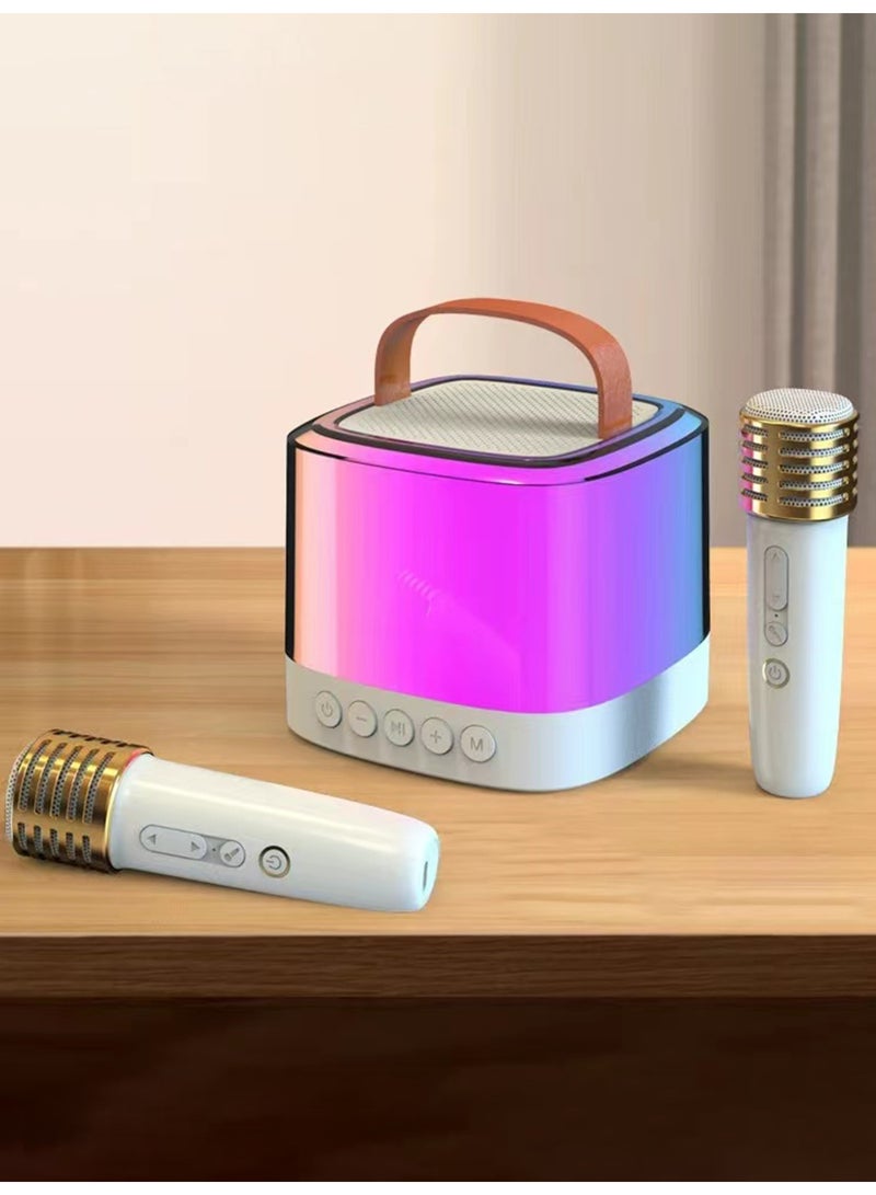 Bluetooth Karaoke Speaker with Microphone, Dual Wireless Mics, HiFi Bass, Colorful Lighting, Rechargeable - Image 1