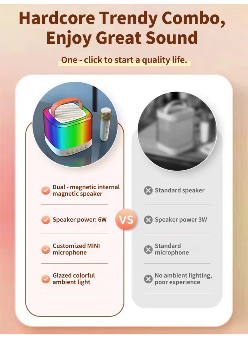 Bluetooth Karaoke Speaker with Microphone, Dual Wireless Mics, HiFi Bass, Colorful Lighting, Rechargeable - Image 3