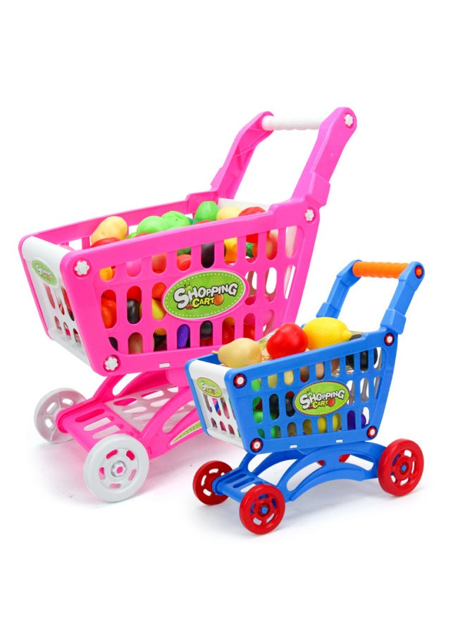Play House Shopping Cart Boys And Girls Children Simulation Supermarket Trolley Mini Baby 3 Years Old Toy Wholesale-Color:Shopping Cart 【666-8A-Blue-18 Fruit And Vegetable-English Color Box】】 - Image 5