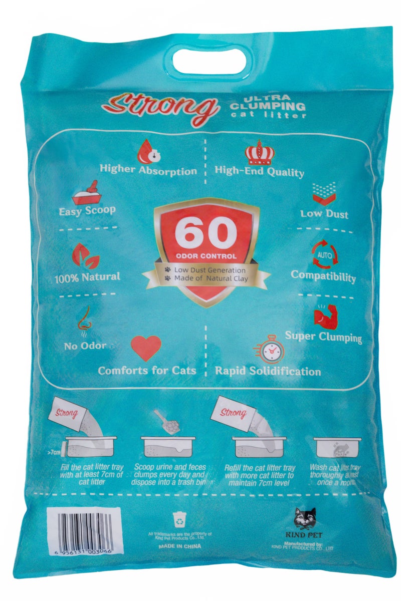 Strong 10L Ultra Clumping Cat Litter Canadian Formula Extra Strength Odor Control Natural Bentonite 99.9% Dust-Free Multi-Cat Baby Powder - Image 4