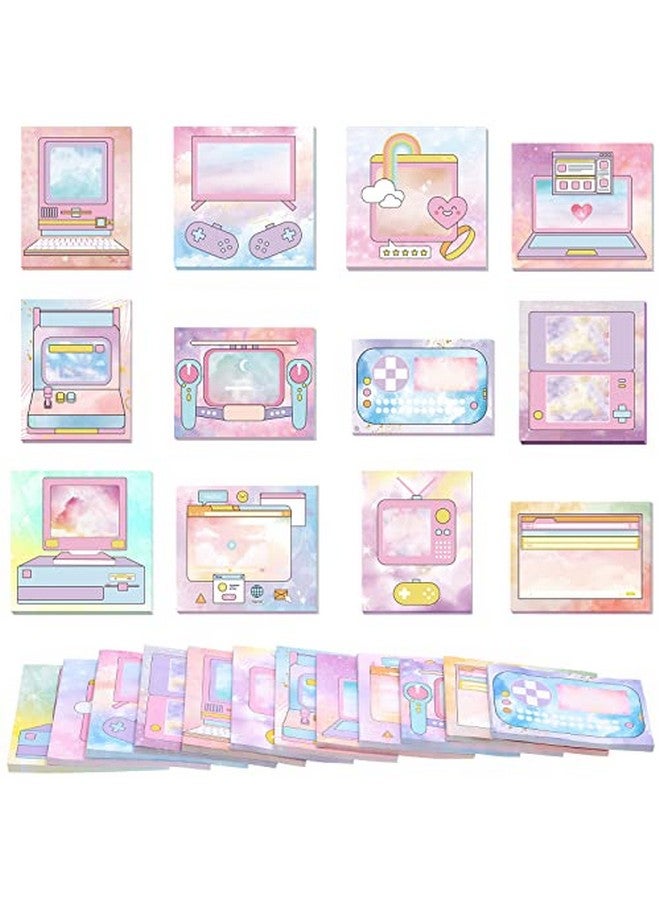 Geyee 480 Sheets Cute Sticky Notes Fun Kawaii Creative Computer Game Shape Memo Pad Watercolor Sticky Notepad Pastel Self Stick Funny Notes School Office Supplies For Planner Diary Notebook Diy 12 Styles  - Image 1