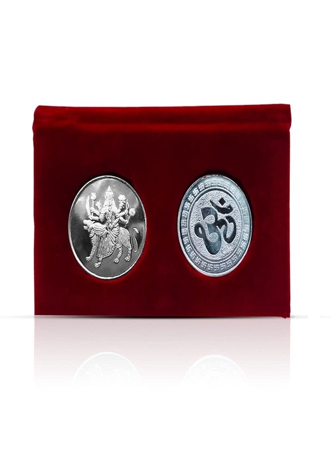 NINE10 German Silver Coins 10 Grams Silver Plated of Sherawali MATA for Diwali Gift Items for Men, Women, Staff, Customer, Clients, Corporate with Velvet Gift Box (Pack of 3 Pair) - Image 5