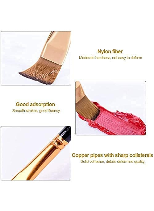 CRAFTDEV - CraftDev Artist Painting Brish Set of 12, Wood Handle, Nylon Hair, for Acrylics, Watercolor & Oil - Image 1