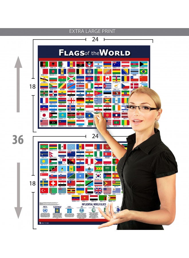 Young N Refined World Flags Extra Large Educational Poster Laminated Split 2 Part Young N Refined (24x30)  - Image 1