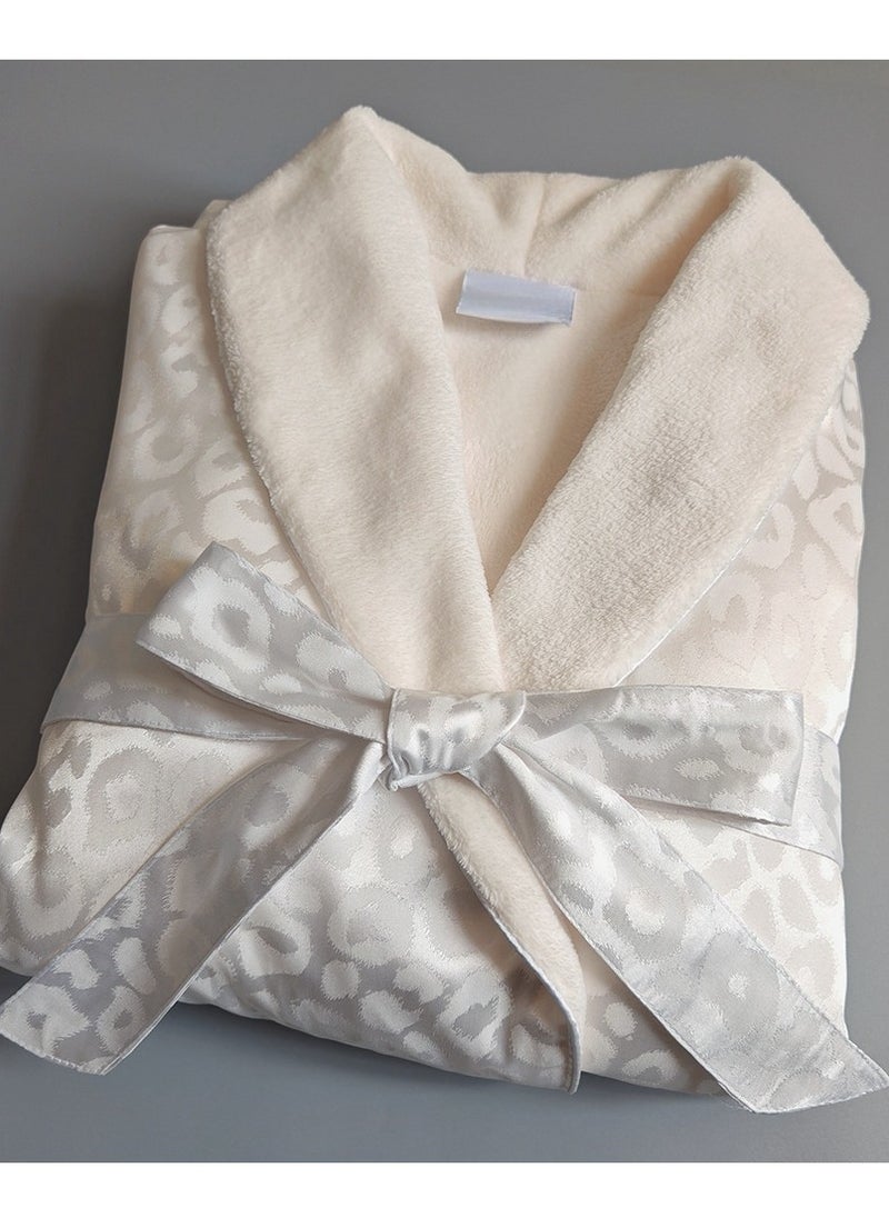 Generic Luxury Imitation Silk Double-Layer Warm Bathrobe, Home Postpartum Clothing  - Image 1