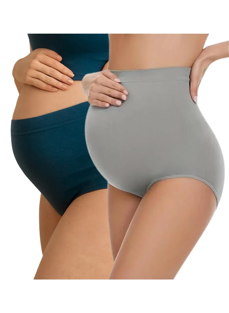 TUMMY Pack of 2 High Waist Bamboo Cotton Pregnancy Pants with Full Belly Support Comfty Breathable for Women Panties