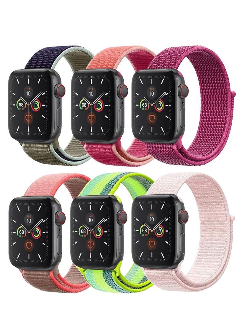 CATANES 6 Pack For Apple Watch 41mm 40mm 38mm Nylon Sport Loop Band Compatible With iWatch Series 7 SE 6 5 4 3 2 1 Men Women Braided Stretchy Nylon Loop Bands  - Image 2