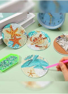 Perfii DIY Diamond Painting Coaster with Acrylic Cartoon Tea Cup, Heat Insulation Mat for Desk Protection  - Image 3