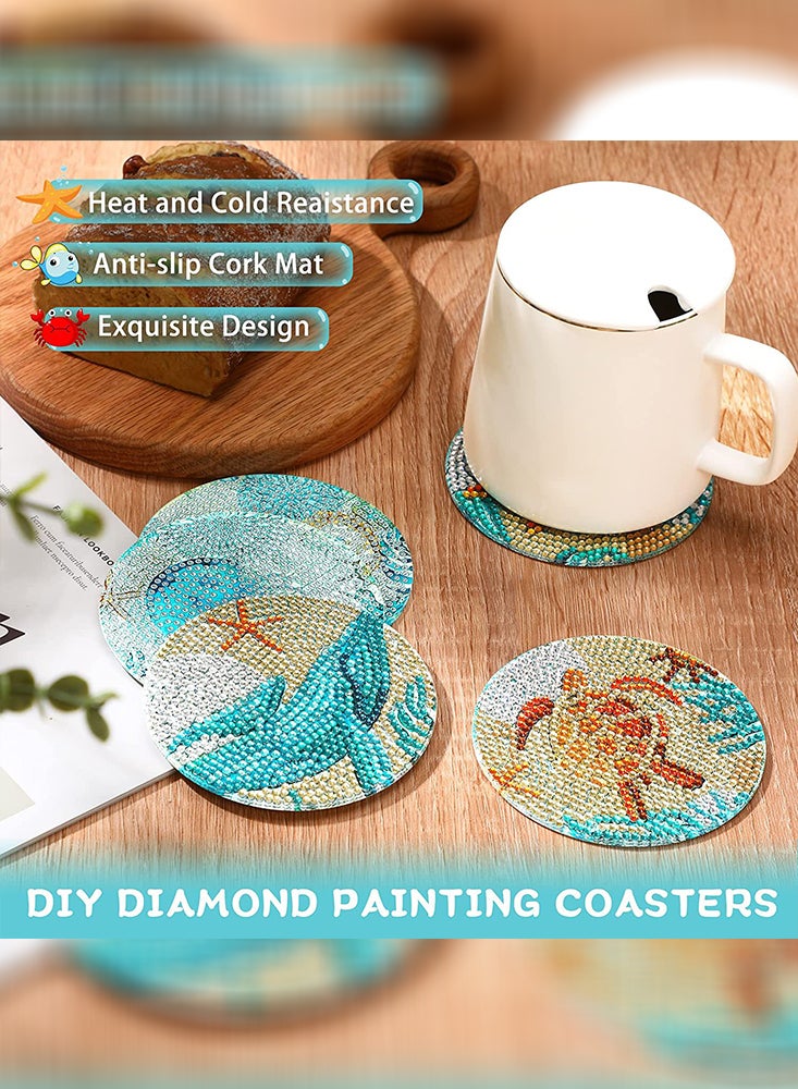 Perfii DIY Diamond Painting Coaster with Acrylic Cartoon Tea Cup, Heat Insulation Mat for Desk Protection - Image 2