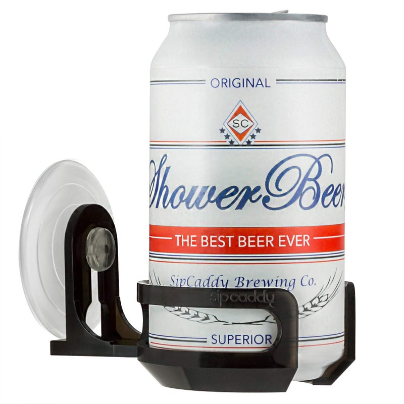 SipCaddy The Original SipCaddy Shower Beer & Bath Wine Holder | Portable Cupholder | Shower Caddy | Drink Holder for Beer & Wine | American-Made Suction Cup | The Best | Black - Image 1