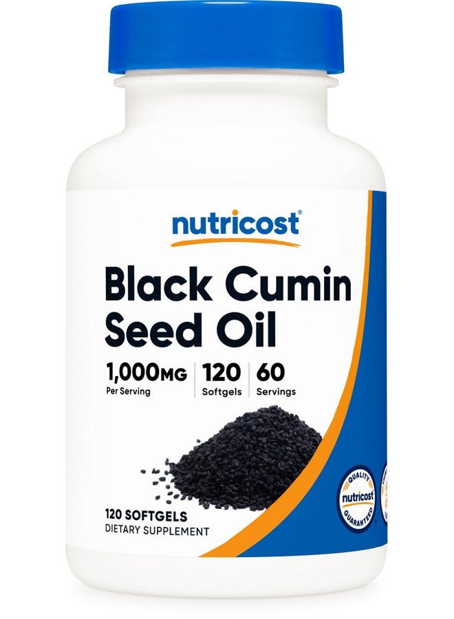 Nutricost Black Seed Oil (Cumin) - Cold Pressed, Source of Omega 3 6 9-120 Softgels, 1000mg Per Serving, 60 Servings - Non-GMO and Gluten Free - Image 1