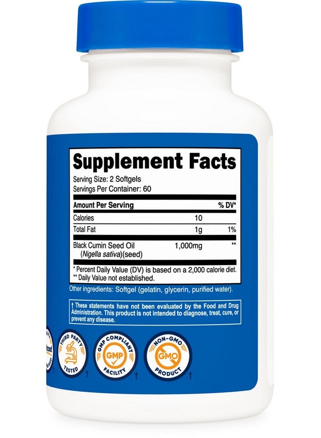 Nutricost Black Seed Oil (Cumin) - Cold Pressed, Source of Omega 3 6 9-120 Softgels, 1000mg Per Serving, 60 Servings - Non-GMO and Gluten Free - Image 5