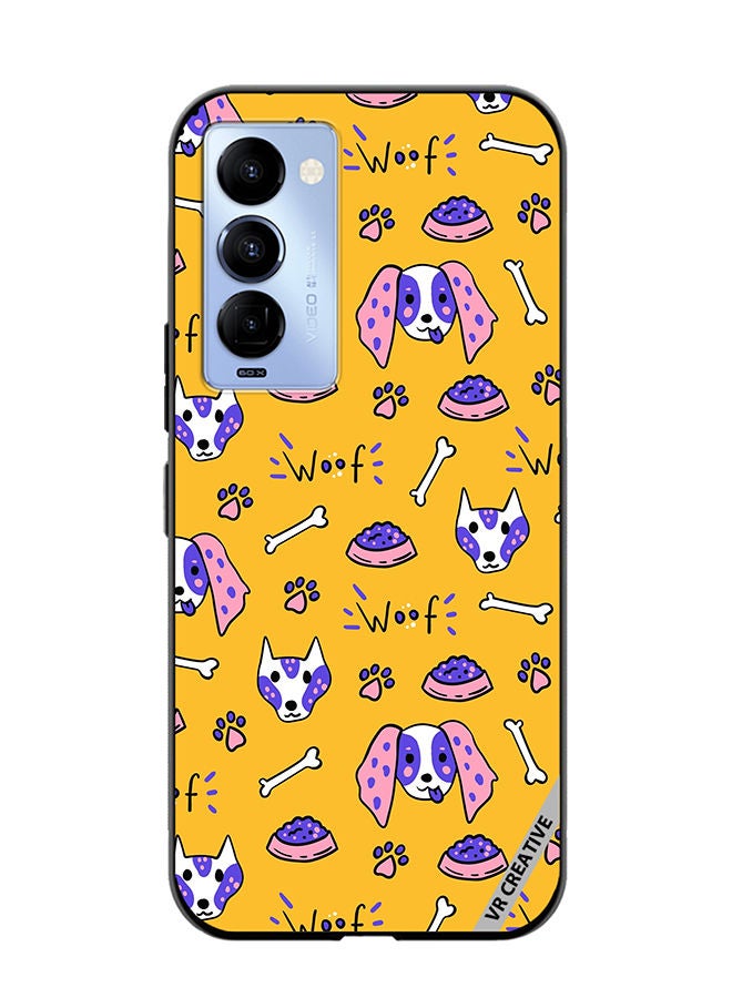 VR CREATIVE Protective Case Cover For Tecno Camon 18/18 P Dogs Funny Doodle Seamless Pattern Design Multicolour - Image 1