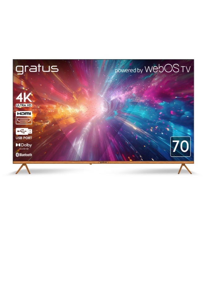 gratus 70-Inch 4K UHD Edgeless Smart LED TV – WebOS with ThinQ AI, Dolby Audio, Quad-Core Processor, Voice Control, Dual HDMI/USB, Frameless Design – Model LT70W4K23H  - Image 1