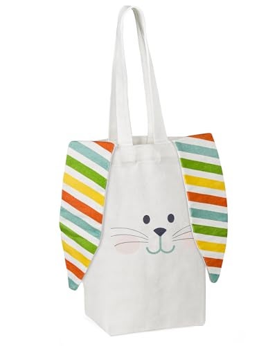 ATFUNSHOP Easter Tote Bag with Bunny Ears 118 Reusable Canvas Rabbit Bag Boy Girl Easter Baskets for Egg Hunts Gifts Spring Fun - Image 1