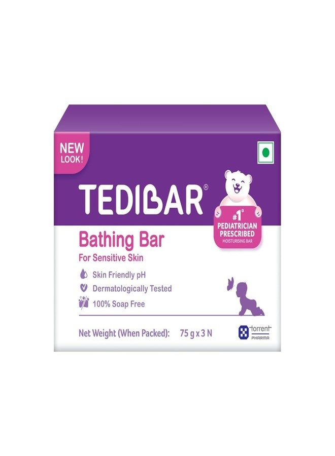 Tedibar Moisturising Baby Bathing Bar (75gx3) with Skin Friendly PH|100% Soap Free|Dermatologically Tested x Pack of 3 - Image 2