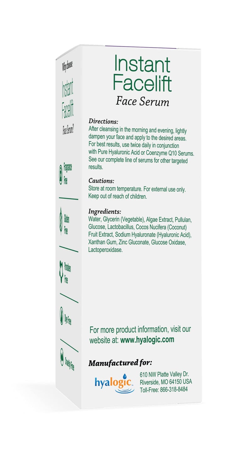 Hyalogic Instant Facelift Serum w/Hyaluronic Acid & Pepha Tight Formula to Lift, Firm & Tighten Skin - Lessens Fines Lines & Wrinkles - 1oz - Image 2