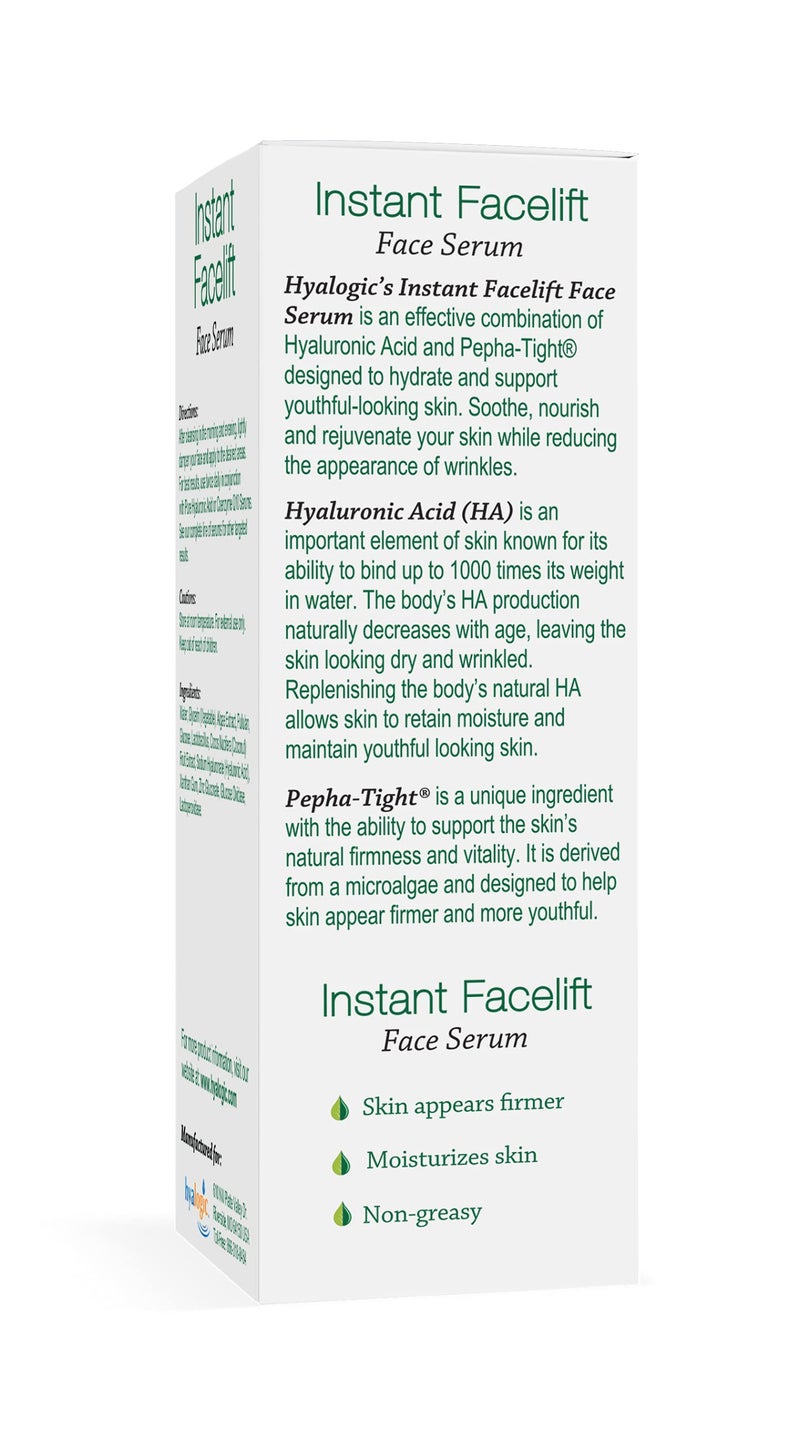 Hyalogic Instant Facelift Serum w/Hyaluronic Acid & Pepha Tight Formula to Lift, Firm & Tighten Skin - Lessens Fines Lines & Wrinkles - 1oz - Image 4